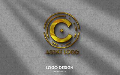 C Harfi Logo Tasarımı Benzersiz Şablon