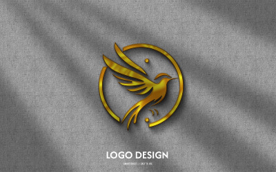 Modelo de design dourado de logotipo de pássaro