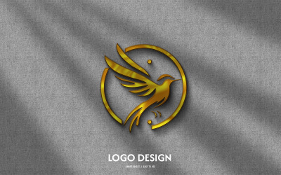 Plantilla de diseño dorado del logotipo de pájaro