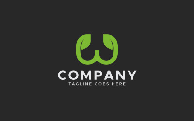W harfi yaprağı minimal logo tasarım şablonu