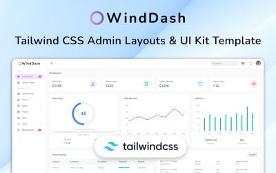 WindDash - Plantilla de diseño de panel de administración CSS de Tailwind