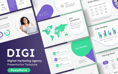 Digi - Digitale marketing PowerPoint-presentatiesjabloon