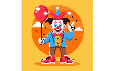 Flat Design April Fools Day with a Clown Illustration