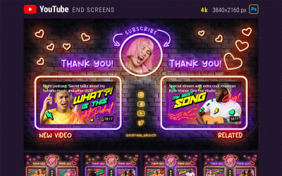 5 Neon YouTube-slutskärmsmallar