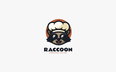 Raccoon Chef Mascot Cartoon Logo