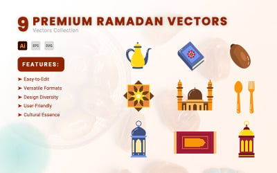 9 prémiových ramadánových vektorů