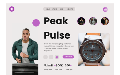 Página principal do modelo Peak Pulse Figma