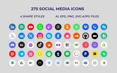 Popularna kolekcja ikon mediów społecznościowych