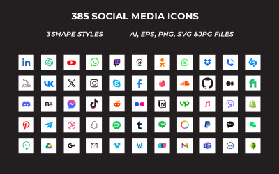 Szociális hálózat logó ikonok csomag