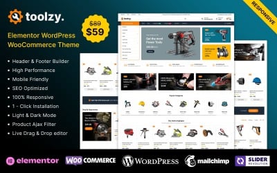 Toolzy: herramientas, repuestos y equipos Elementor WooCommerce Store