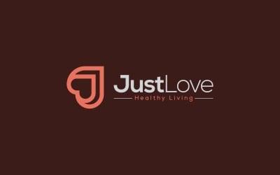 Letter J Love Heart Logo Design Template