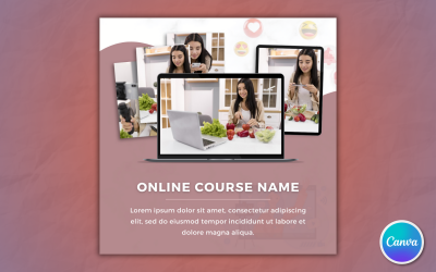 Modello per social media per corso online: completamente modificabile in Canva
