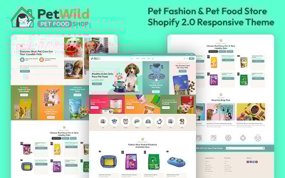 Petwild - 宠物时尚和宠物食品商店多用途 Shopify 2.0 响应式主题