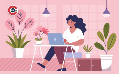 Harmonia do home office: uma ilustração moderna de espaço de trabalho