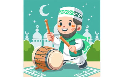 Illustrazione disegnata a mano dello sfondo di Eid Fitr