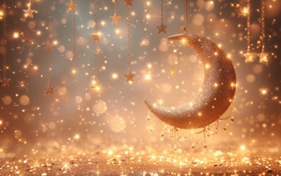 Ramadan-Kareem-Grußbanner-Design mit Mond- und Sternhintergrund