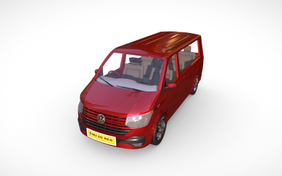 Volkswagen Transporter T6 Van: Veelzijdig 3D-model voor professionele visualisatie