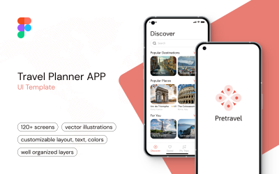 Pretravel: modello di interfaccia utente dell&amp;#39;app Travel Planner