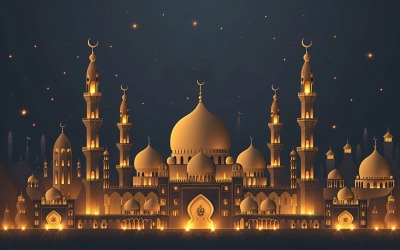 Ramadan-Kareem-Grußkarten-Banner-Design mit Moschee und Stern 02