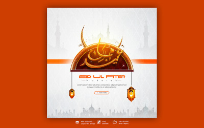 Modello di post sui social media per Eid Mubarak e Eid ul fitr