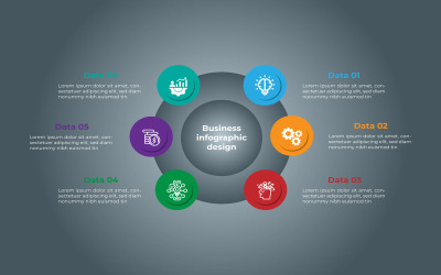 Cirkelstil modernt infografiskt element med steg eller alternativ.