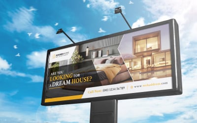Cartelera inmobiliaria | Diseño de cartel o valla publicitaria para bienes raíces simple y minimalista