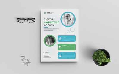 Flyer för digital marknadsföringsbyrå, ren, professionell affärsreklambladsmall