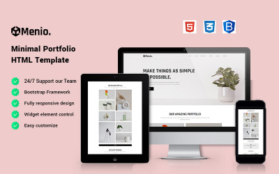 Menio – Minimális portfólió webhelysablon