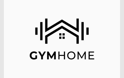 Fitnessstudio, Hantel, Langhantel, Zuhause, Haus, Logo