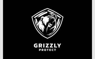 Grizzlybär-Schutzschild-Logo