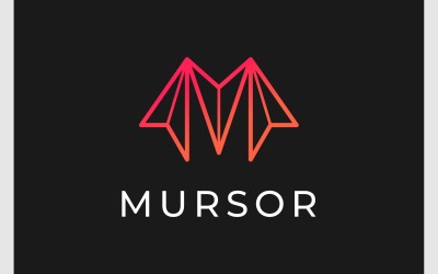 Letra M Cursor Flecha Logotipo Simple