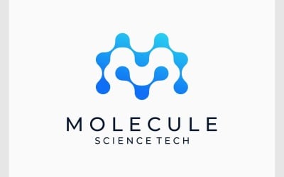 Letter M Molecule Science Tech Logo