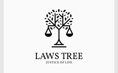 Logotipo De La Vida Del Árbol Del Bufete De Abogados De La Escala De Justicia
