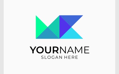 Logotipo de mosaico colorido moderno de letra MK