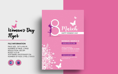 Plantilla de volante de invitación a la fiesta del día de la mujer. Word y Psd