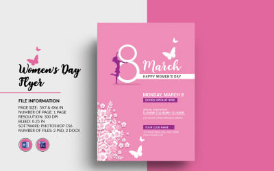 Women&#039;s Day Party Invitation Flyer Template. Word and Psd