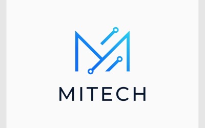 Цифровой логотип Tech Circuit Letter M