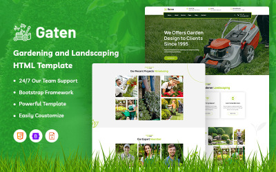 Gaten – Kertészeti és tereprendezési webhelysablon