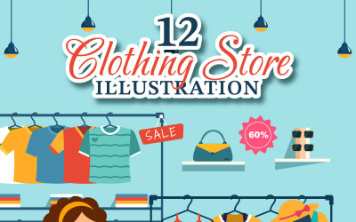 12 Illustration av klädaffär
