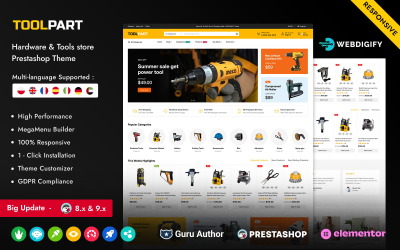 ToolPart – 工具零件和设备响应式 Prestashop 商店