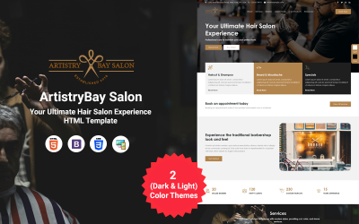 ArtistryBay Salon - Modelo de site HTML responsivo de uma página para salão de cabeleireiro