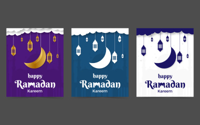 Fröhliches Ramadan-Kareem-Poster-Hintergrundset