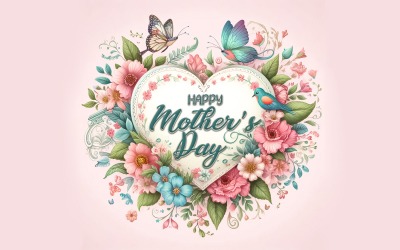Happy Mother&#039;s Day Heart Illustration Template