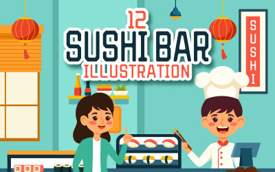 12 Ilustração de Sushi Bar