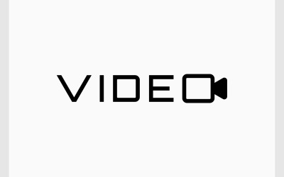 Logo de texte de mot-symbole de caméra vidéo