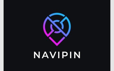 Logotipo de ubicación del mapa de pines de la letra N