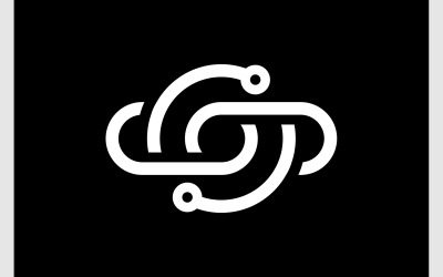 Bokstaven S Tech Orbit Space Logotyp