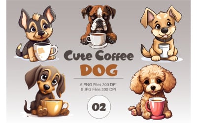 Cute Coffee Dog 02. TShirt Sticker. FREE