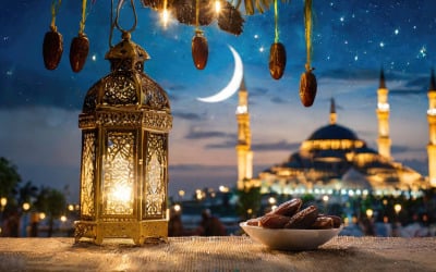 Gelukkig Ramadan kareem achtergrondontwerp