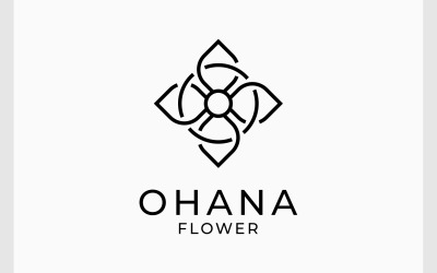 Hoja de flor con logotipo de letra O